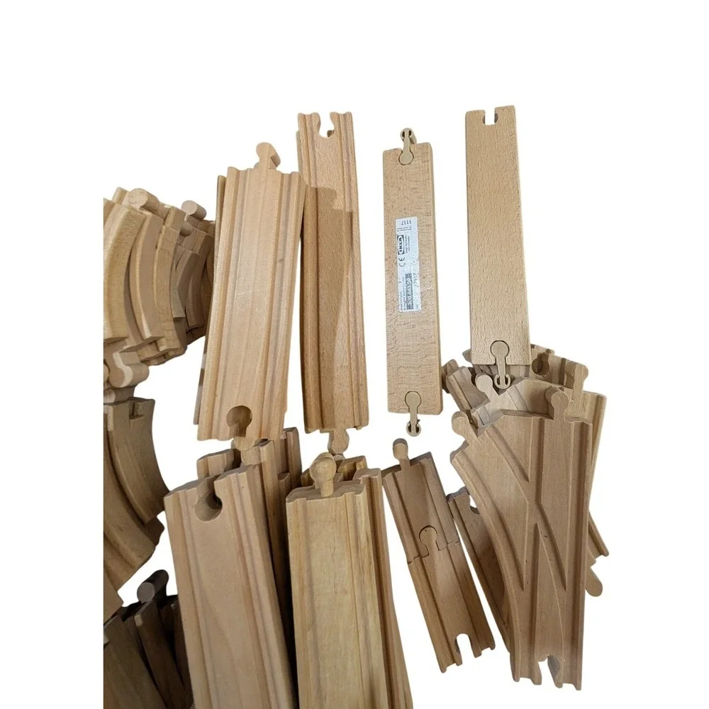 Mixed Lot Various Brand Wooden Toy Train Tracks IKEA Curves Straights Switches